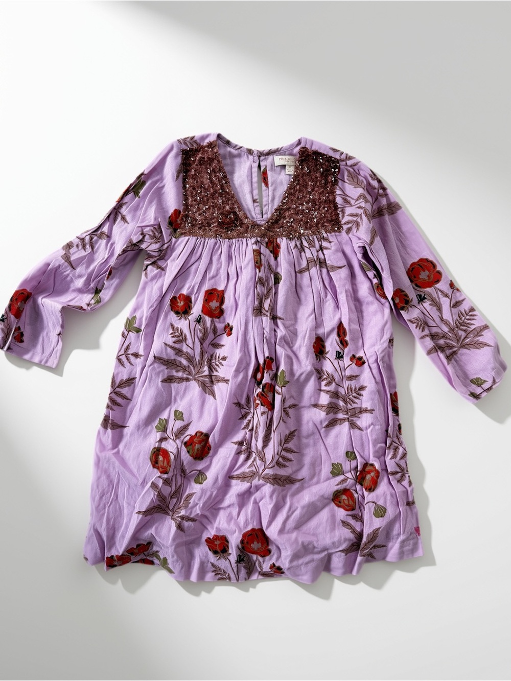 Pink Chicken Lavender Floral Sequin Yoke Nightgown